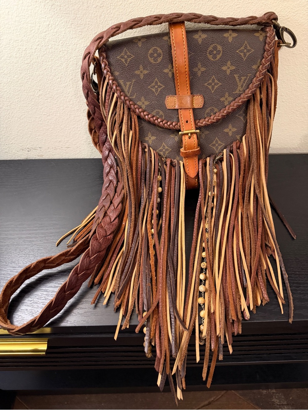 Restored Louis Vuitton- AUTHENTIC Brown Monogram Fringe Crossbody Bag